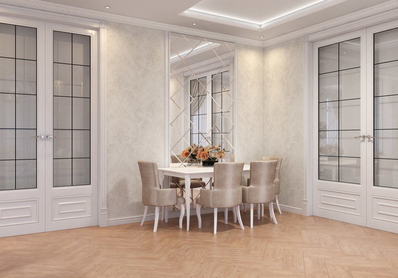 Двухэтажный дом в д. Горки, 200 м. кв. Неоклассика. Студия Дизайна интерьера Tsvetdesign. Дизайнер в Санкт-Петербурге