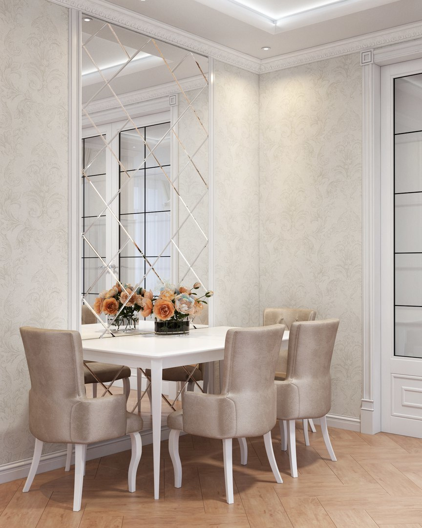 Двухэтажный дом в д. Горки, 200 м. кв. Неоклассика. Студия Дизайна интерьера Tsvetdesign. Дизайнер в Санкт-Петербурге