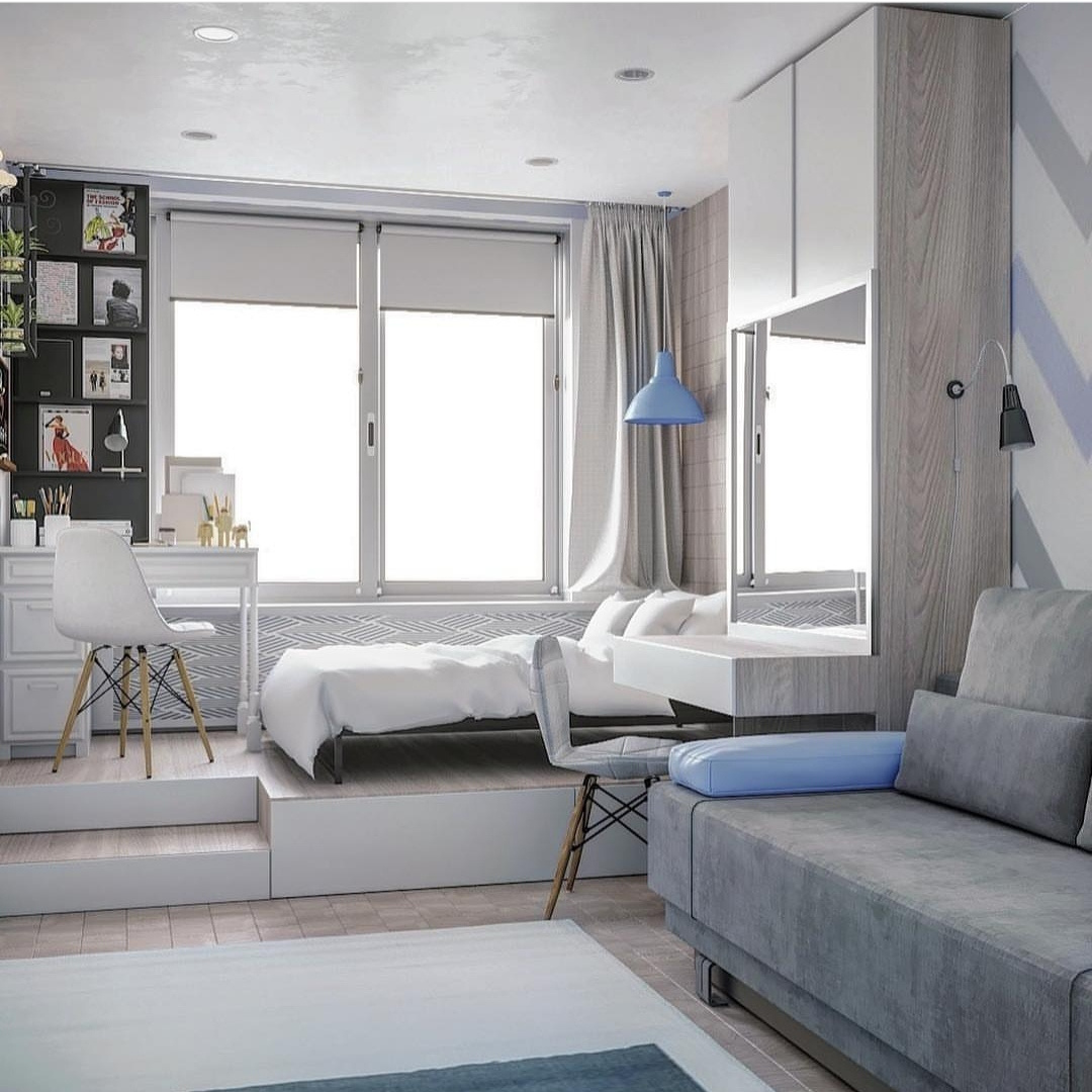 Однокомнатная квартира для студентки. Скандинавский стиль. Студия Дизайна интерьера Tsvetdesign. Дизайнер в Санкт-Петербурге