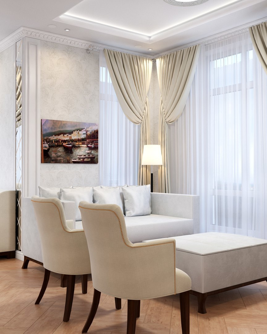 Двухэтажный дом в д. Горки, 200 м. кв. Неоклассика. Студия Дизайна интерьера Tsvetdesign. Дизайнер в Санкт-Петербурге