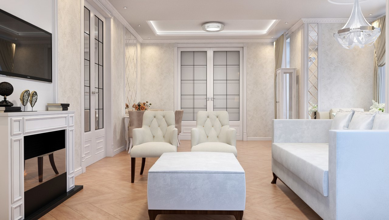 Двухэтажный дом в д. Горки, 200 м. кв. Неоклассика. Студия Дизайна интерьера Tsvetdesign. Дизайнер в Санкт-Петербурге