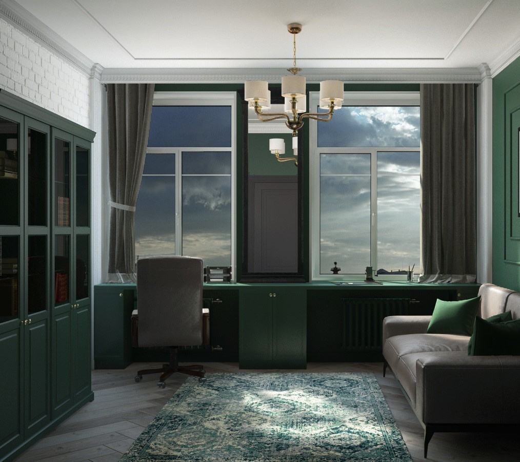 Квартира в темных тонах, Современная Классика, 70 м. кв. Студия Дизайна интерьера Tsvetdesign. Дизайнер в Санкт-Петербурге