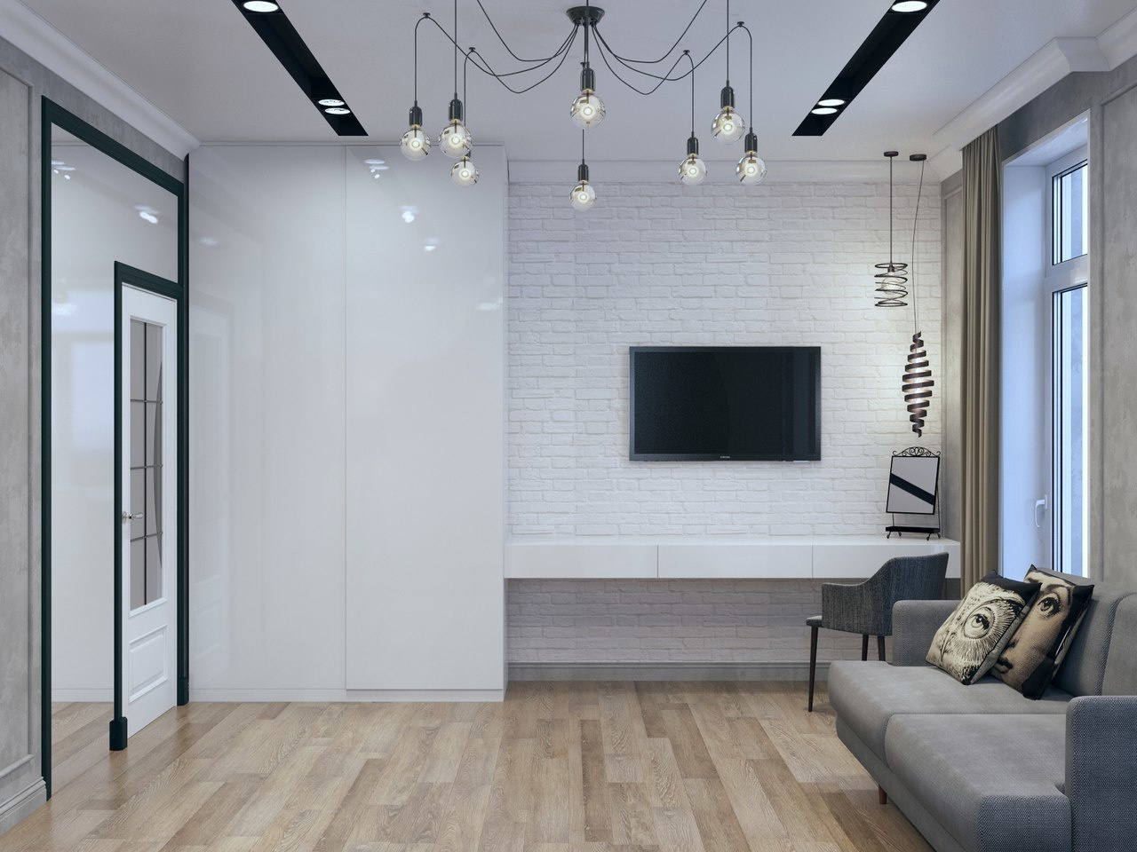 Двухэтажный дом в д. Горки, 200 м. кв. Неоклассика. Студия Дизайна интерьера Tsvetdesign. Дизайнер в Санкт-Петербурге