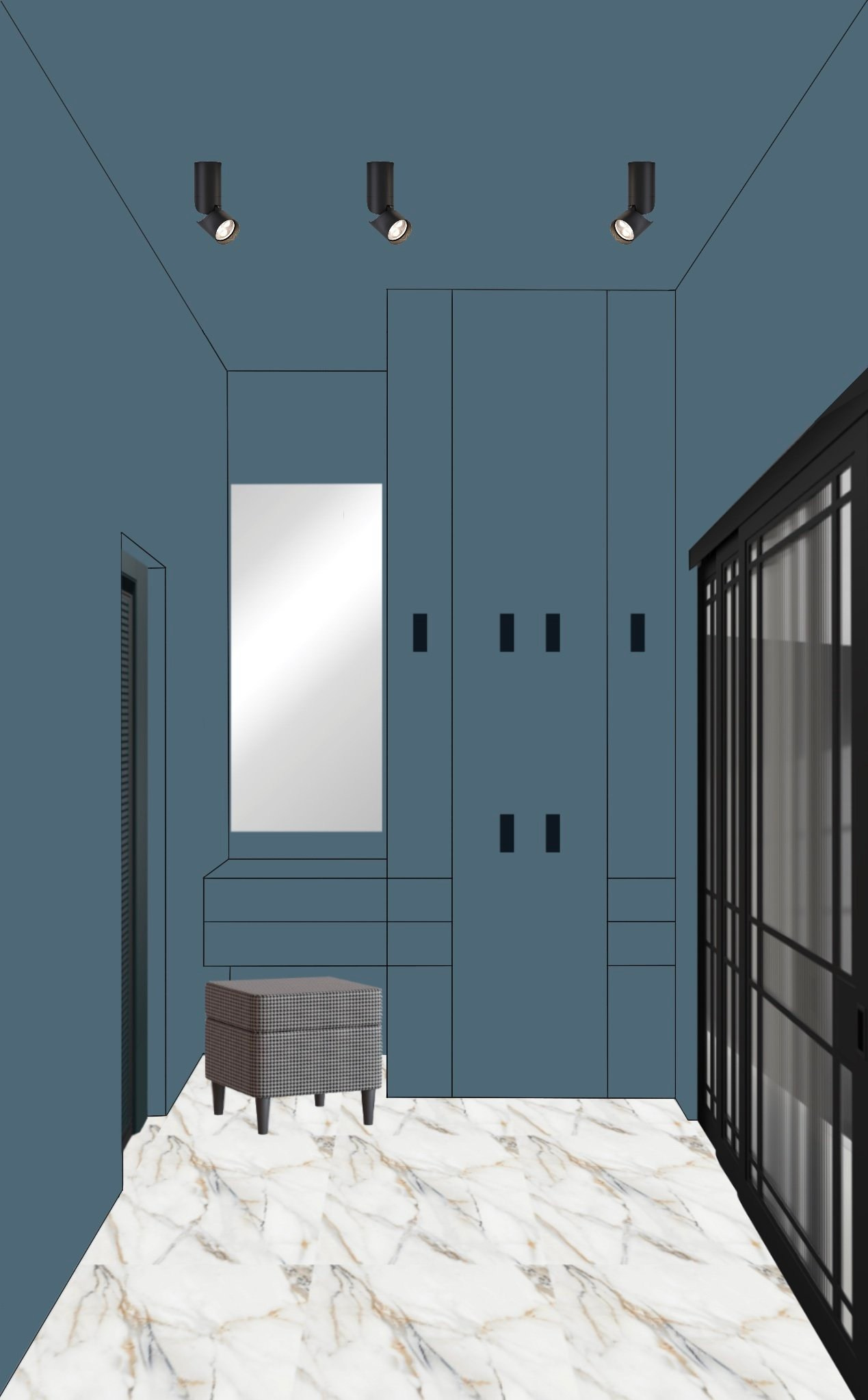 Квартира на ул. Павла Корчагина (эскизная визуализация). Дизайнер интерьера Квасова Вероника