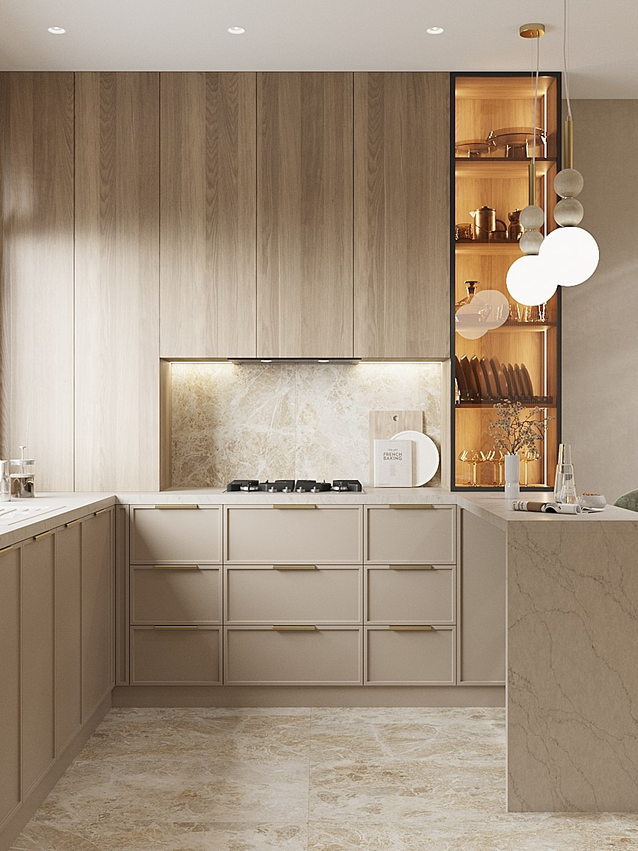 дизайн интерьера кухни загородного дома