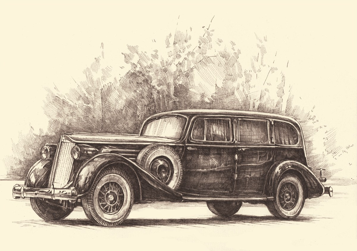 Автомобили Гаража Особого Назначения — работы для музея ГОН. Художник Александр Петрунин