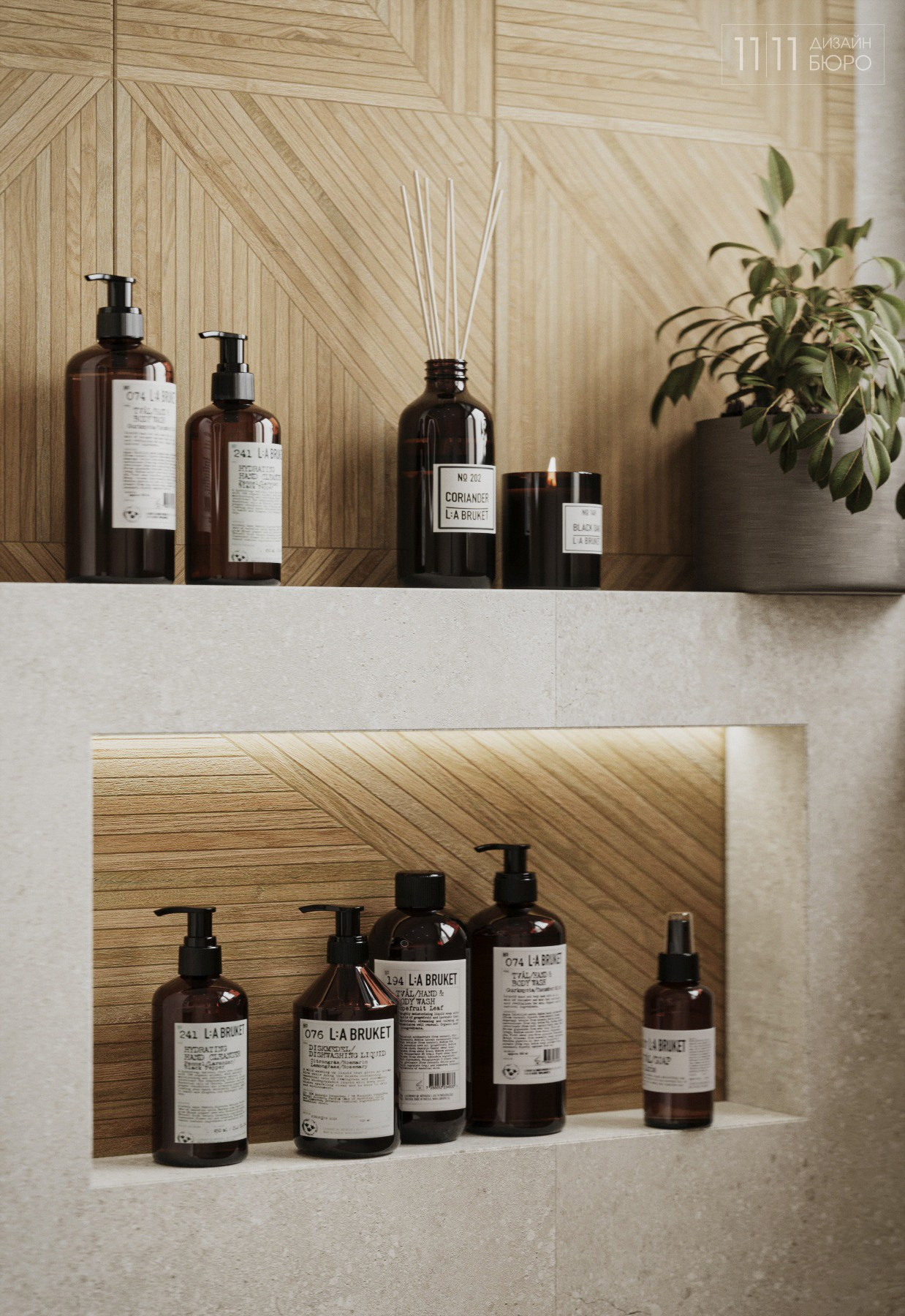 Ниша-полка под шампуни в ванной