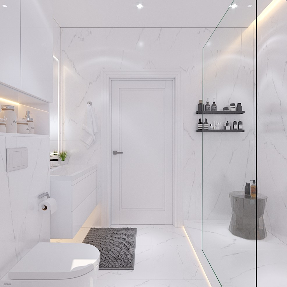 Ванная комната в белом. Студия интерьерной визуализации и дизайна FishkaRom в Краснодаре и по всей России