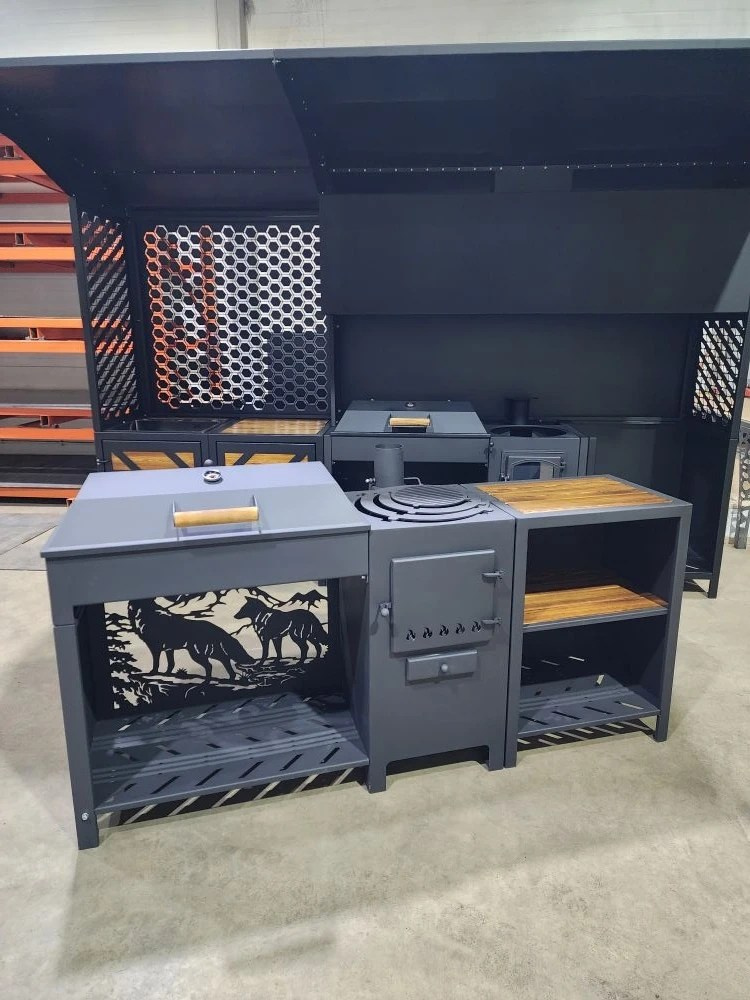 «ДЖЕТА» с печью под казан и смокер с реверсным движением жара. Купить / заказать мангал для дома в Краснодаре от производителя «Дарбин»
