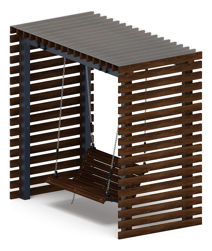 Пергола с качелями - МФ 78.01.02-И1 /с поликарбонатом/ Габариты (ШхДхВ): 1500x2840x2730 мм