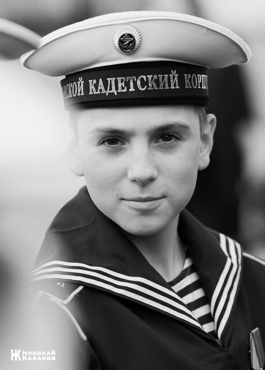 Черно-белый портрет воспитанника Кронштадского морского кадетского корпуса.