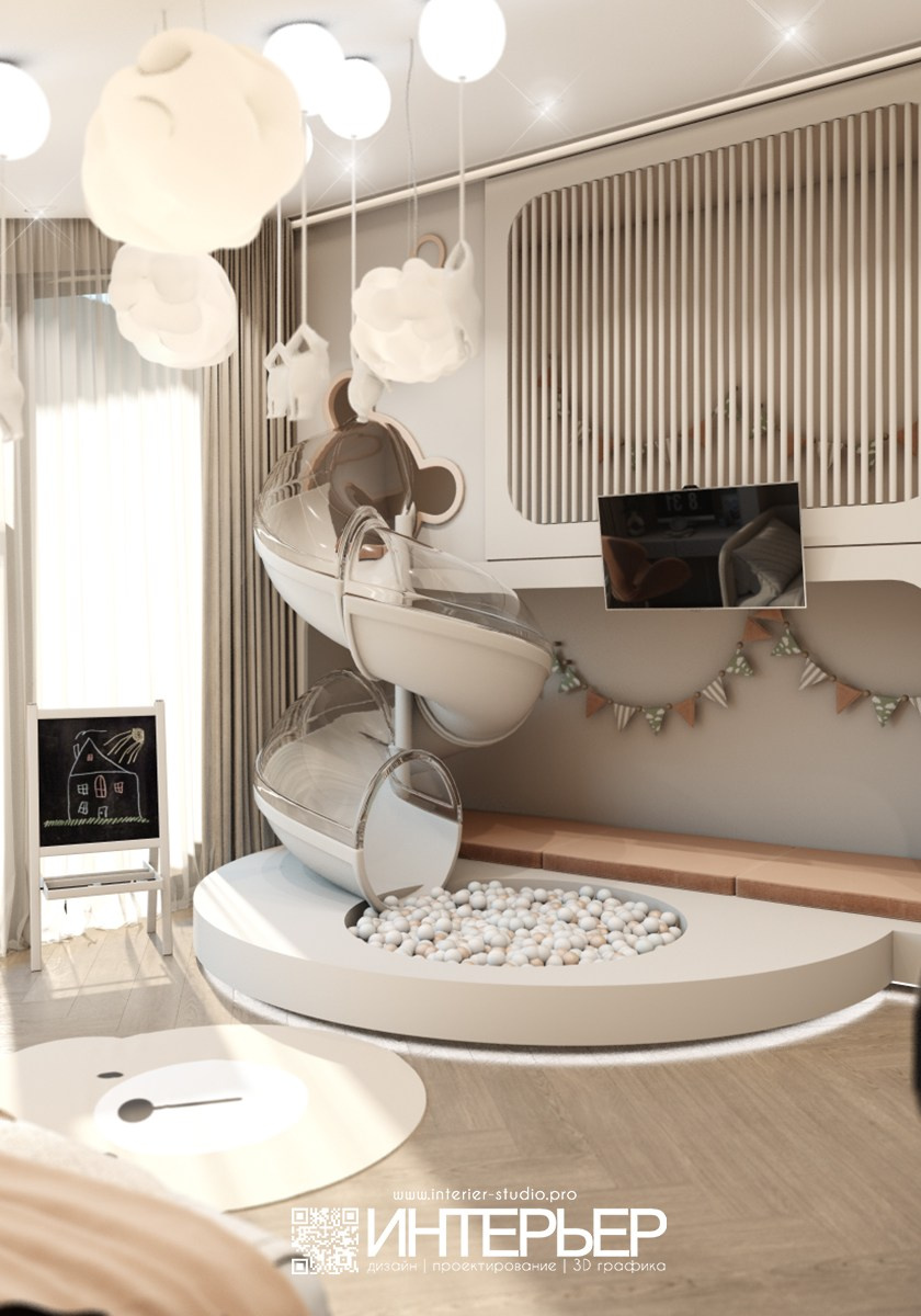 Детская и гостевая спальня. Дом Винсады. Дизайн интерьера, 3D визуализация и 3D моделирование. Создание проектов и чертежей. КМВ: Кисловодск, Пятигорск, Ессентуки и удаленно