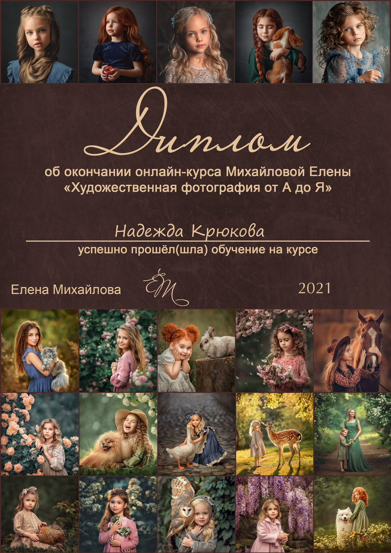 Дипломы. Семейный и детский фотограф в Москве и МО Крюкова Надежда