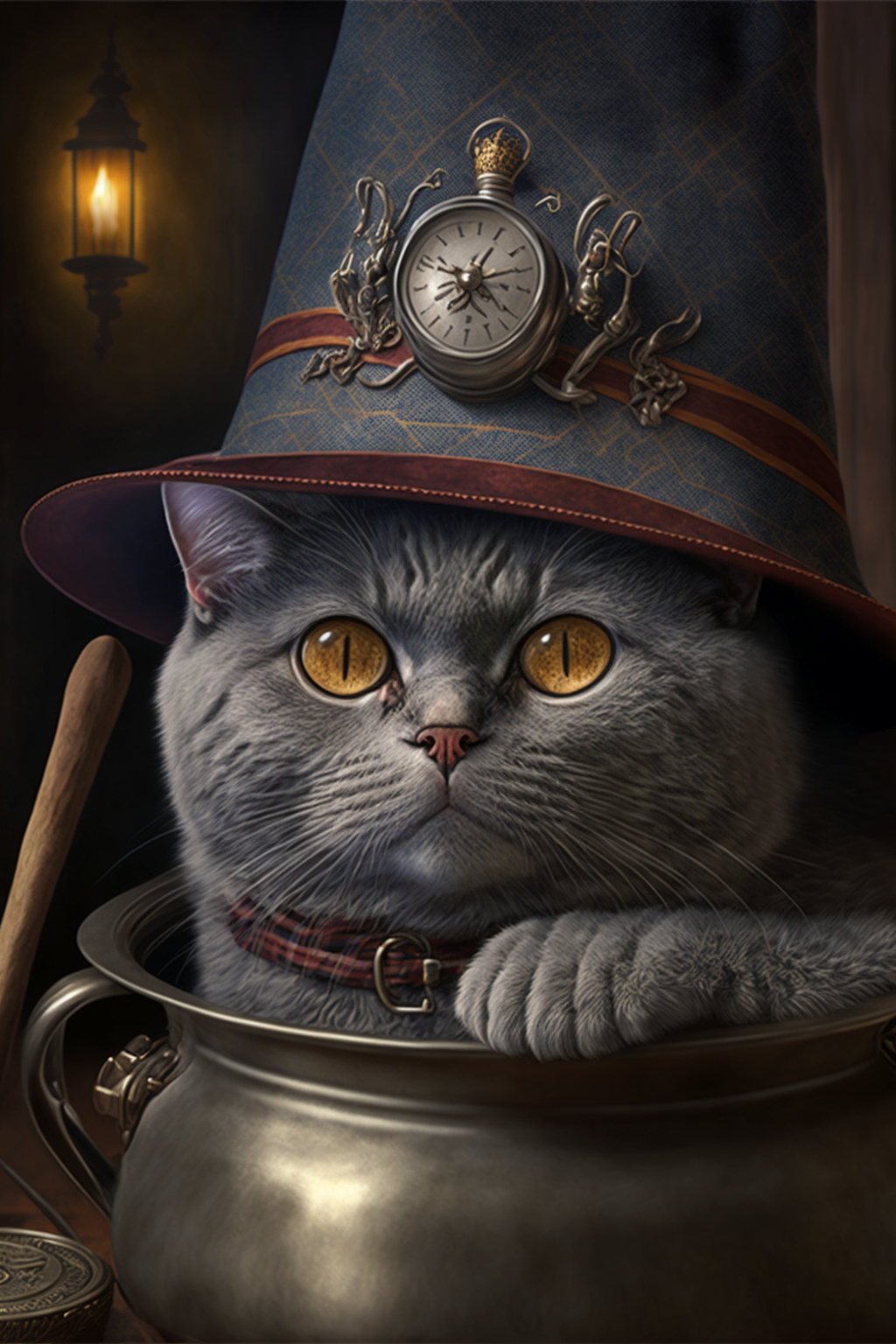 Британская кошка в шляпе ведьмы