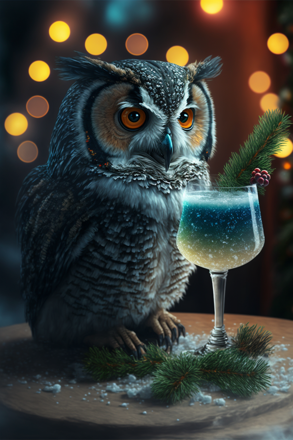 Сова с коктейлем