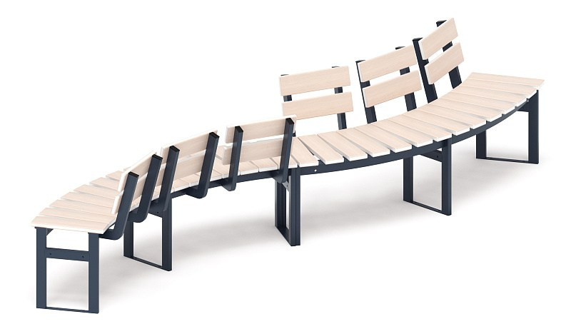 Модульная скамья радиальная (беленый дуб) МФ 42.01.23-01 Габариты (ШхДхВ): 3280х800х740 мм 