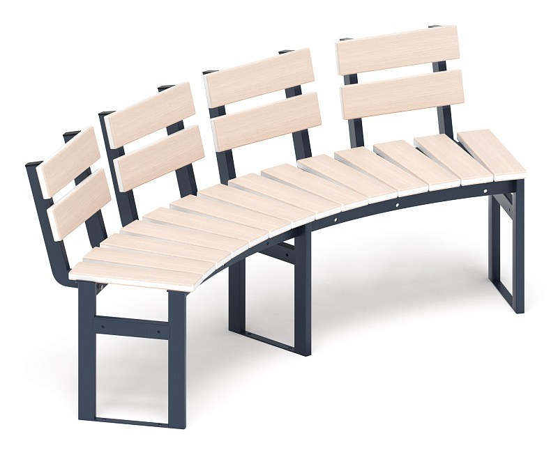 Модульная скамья радиальная (беленый дуб) МФ 42.01.18-01 Габариты (ШхДхВ): 1720х705х740 мм