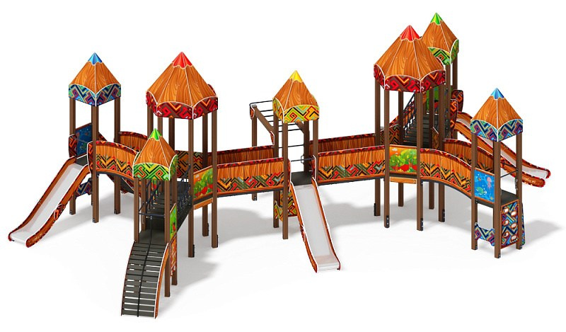 Карандаши - ДИК 2.26.07-01.С - Игровой комплекс Н=1200                                                                                                                   Габариты (ШхДхВ): 7110x12250x4470                                                                                                                                                                       Зона безопасности, мм: 16250х10110                                                                                                                                                                          Скат горки: H=1200 (металлический скат) 