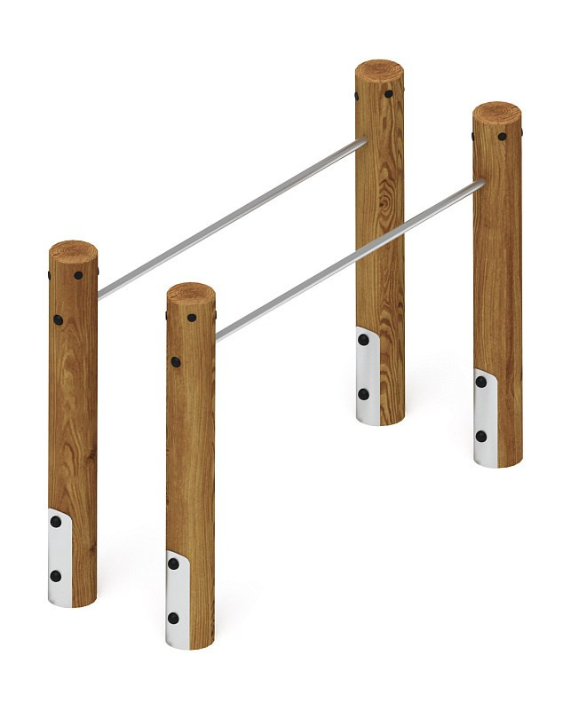 Брусья (лиственница темный) СО 2.50.10-Л.И1.01 Габариты (ШхДхВ): 1970х730х1450 Зона безопасности, мм: 4970х3730 Возрастные ограничения от 12 лет