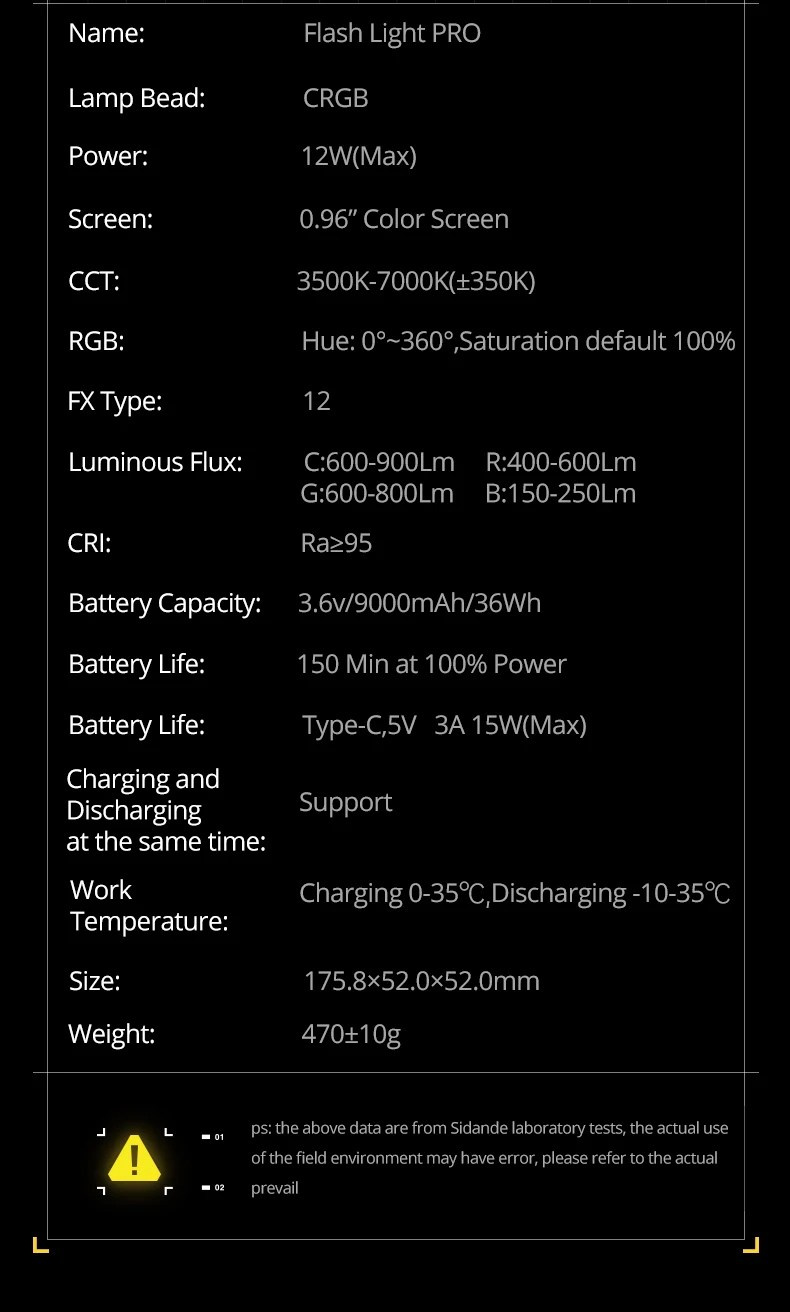 Фотофонарь Ambitful Sidande 12 Вт&nbsp;PRO RGB