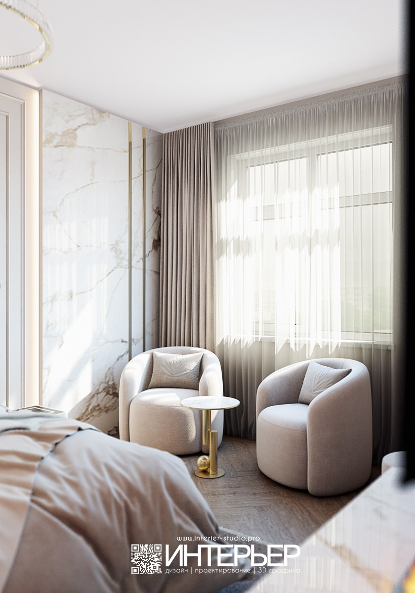 Спальня для Ольги ЖК Парковый. Дизайн интерьера, 3D визуализация и 3D моделирование. Создание проектов и чертежей. КМВ: Кисловодск, Пятигорск, Ессентуки и удаленно