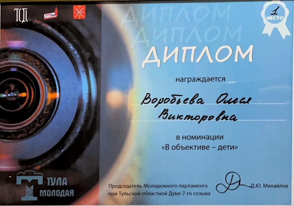 Награды. Фотограф в Туле. Воробьева Олеся