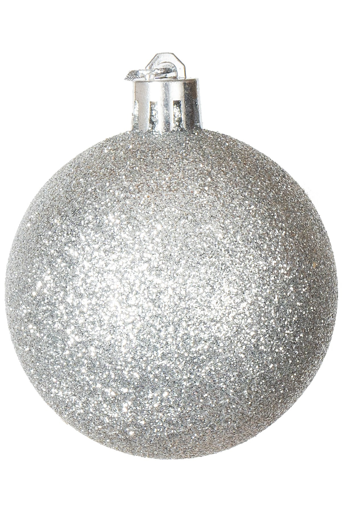 Шар серебряный блестящий с веревочкой на елку