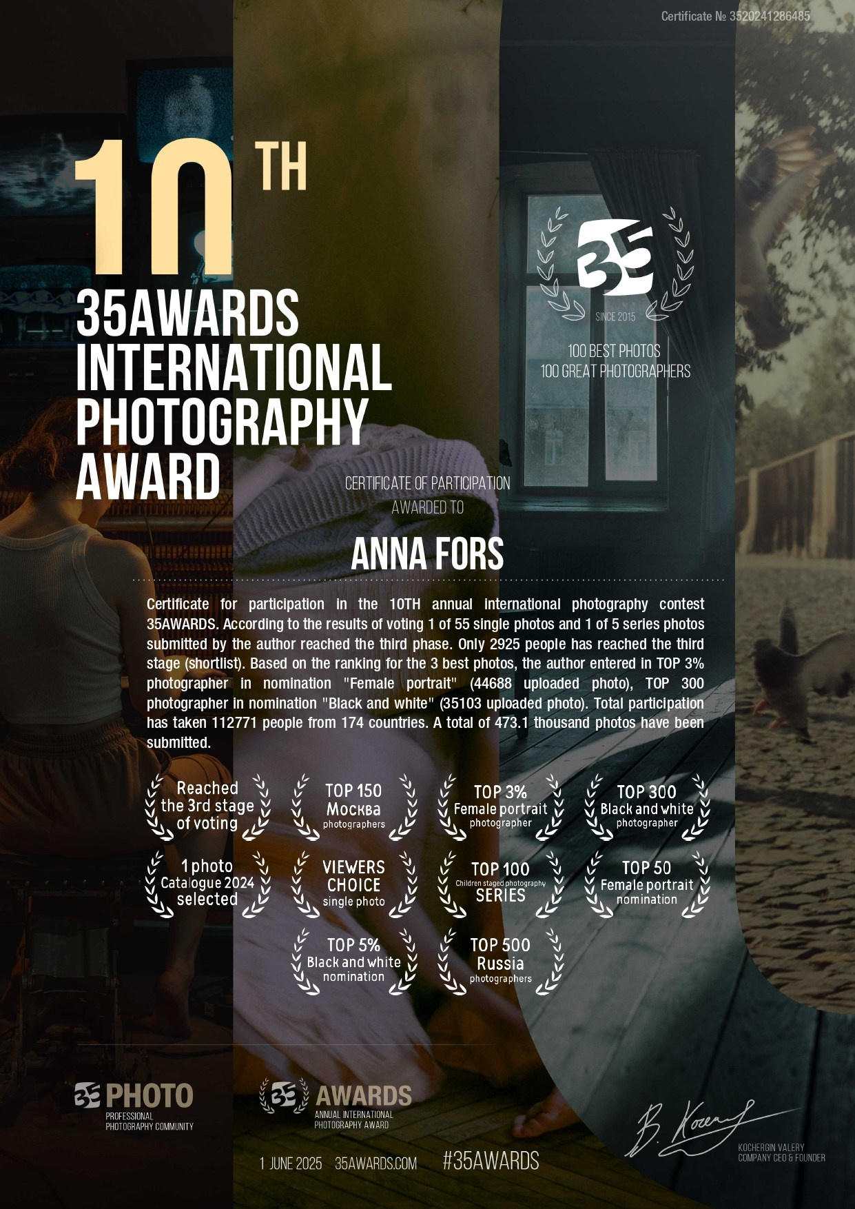 Награды фотохудожника Анны Форс — Победитель BICFP, TopPhotoAwards и финалист Liquida Grant. Арт-ню фотограф, Фотохудожник в Москве Анна Форс