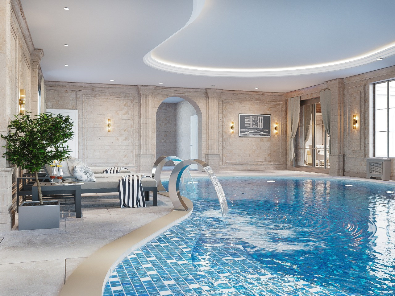 Спа-зона в загородном доме г. Славянск-на-Кубани. Дизайнер интерьера Виктория Титова