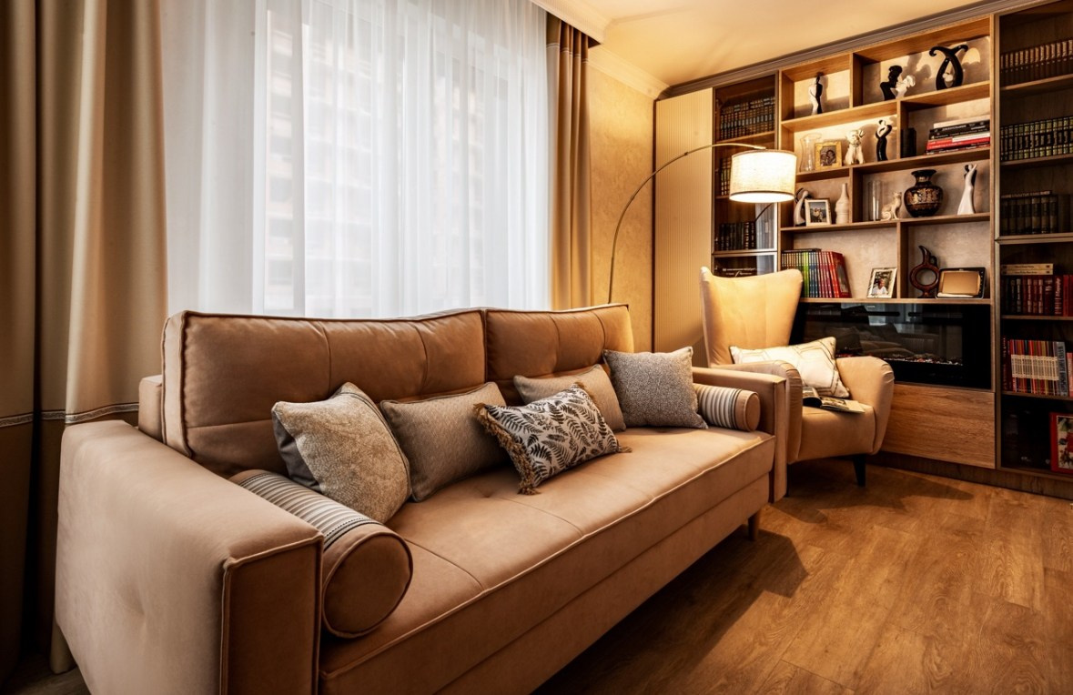 Премиальные шторы в гостиную, дизайнерский проект