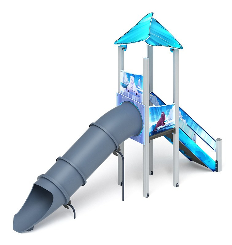 Горка Волшебный город (Снежная королева) - ИО 44.19.01-02 - Тоннельная прямая Н=1500 Габариты (ШхДхВ): 5800х1180х4070 Скат горки: H=1500 (тоннельный прямой скат) Скат горки: H=2000 (тоннельный прямой скат) Возрастные ограничения от 5 до 12 лет, весом не более 70 кг