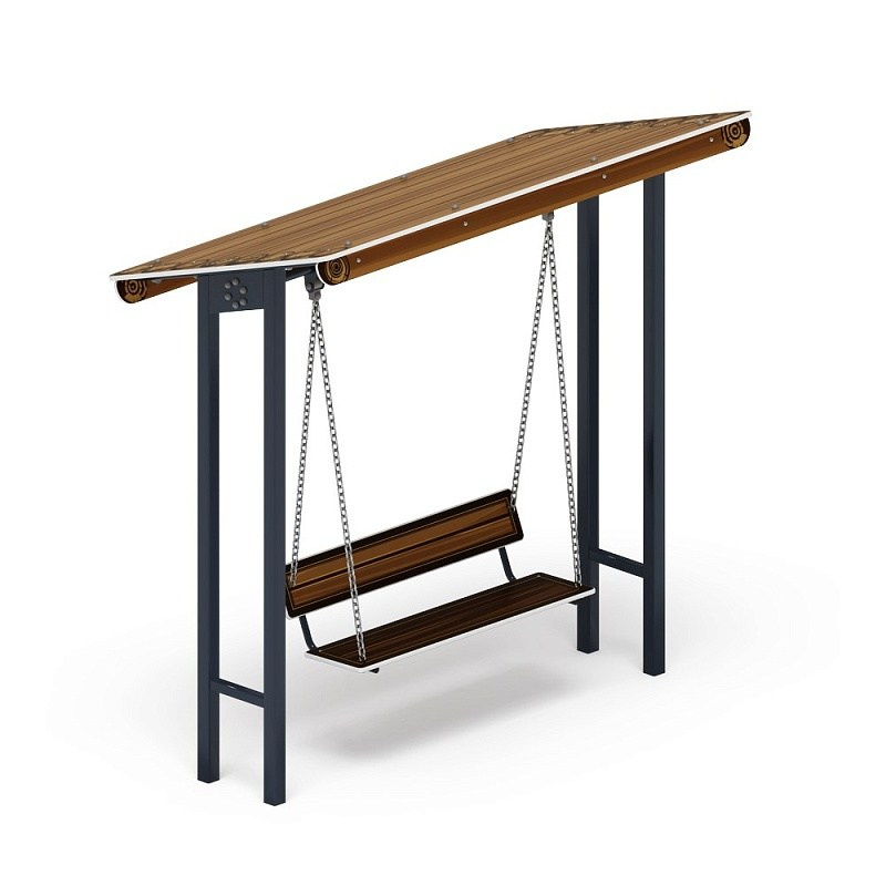 Качели-диван с навесом (Коричневый) - МФ 43.01.02-02 Габариты (ШхДхВ): 2220x1140x2240 мм Зона безопасности, мм: 2220х7600