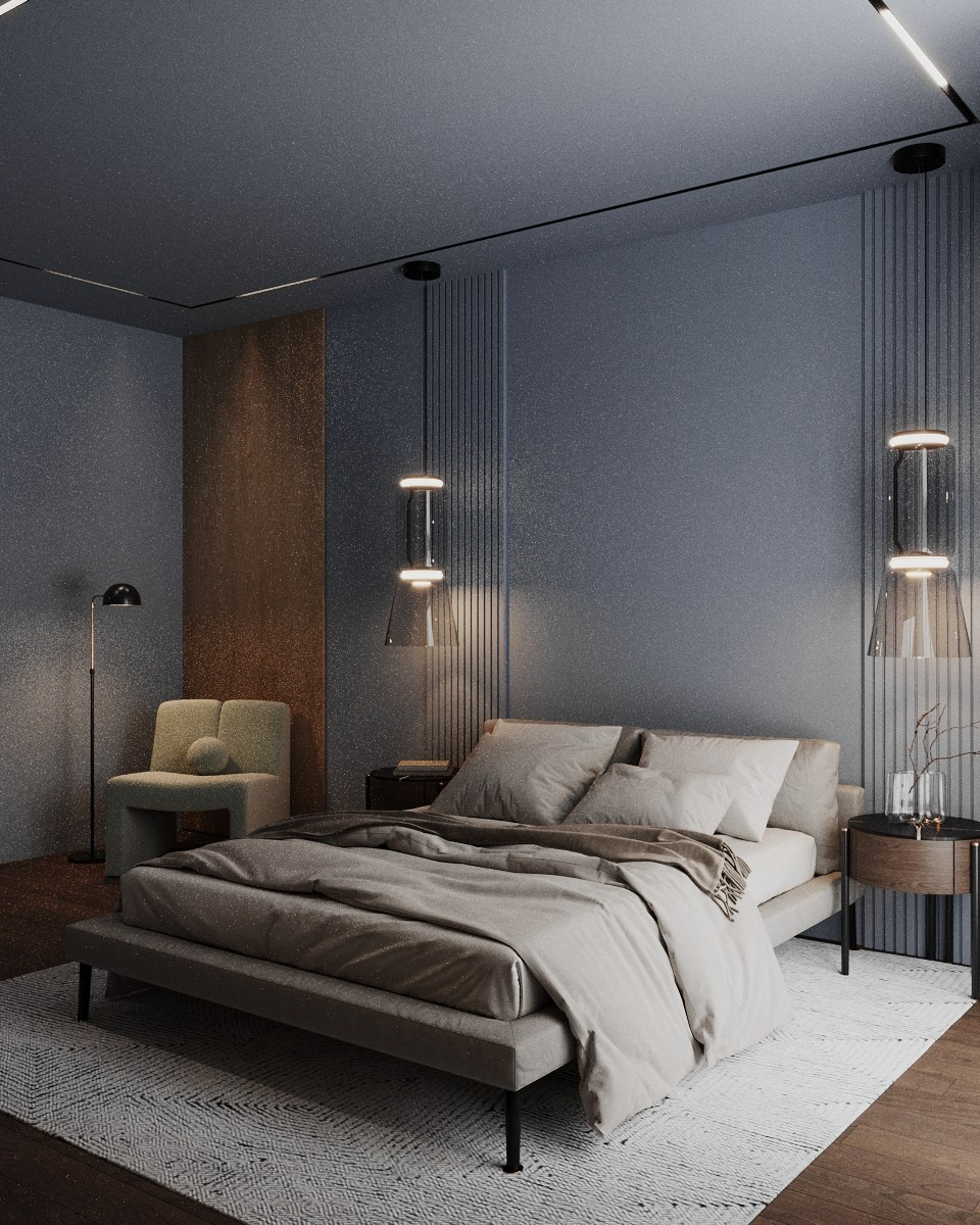 Синяя спальня Жуковка. Визуализатор Векшина Елена