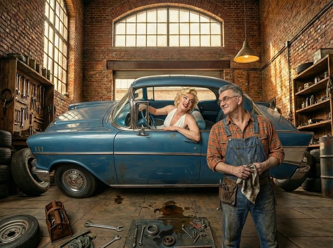 Однажды в гараже. Автор Игорь Елифёров. Шаблоны и дизайны выпускных альбомов и фотокниг