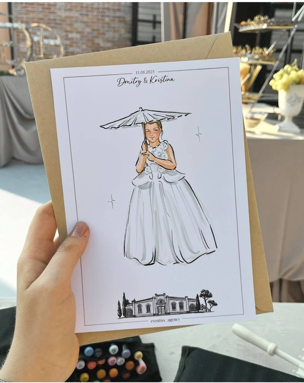 Скетчи  гостей на свадьбах, днях рождениях, праздниках в полный рост. Eventiss art agency| Художники и арт-услуги на мероприятие Москва и МО