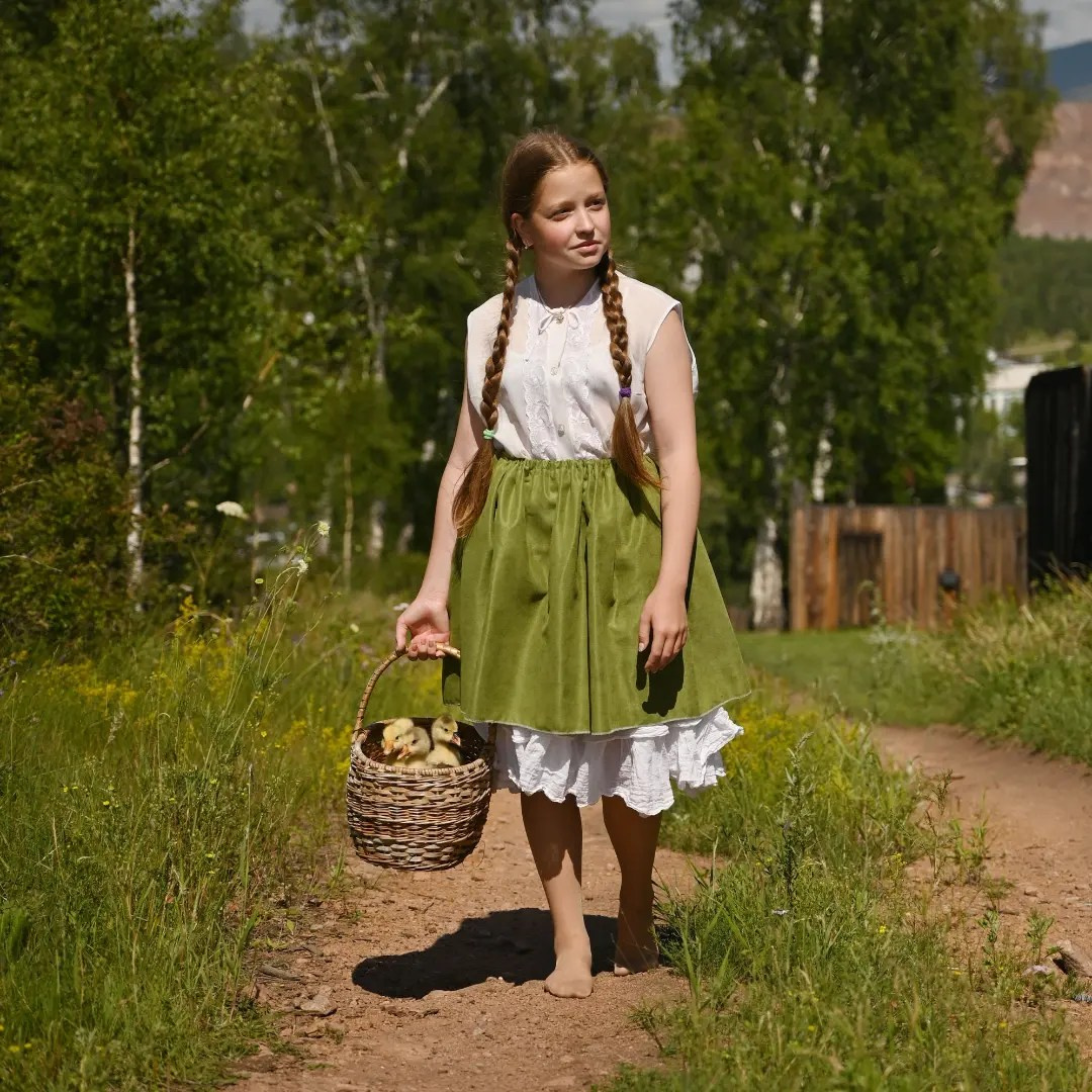 Дети и гусята. Семейный и детский фотограф в Хакасии
