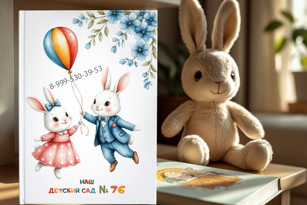 Дизайн «Белый заяц» Обложка для детского сада. Формат PSD: 21*30 см.&nbsp;Все элементы на&nbsp;отдельных слоях.&nbsp;Все шрифты включены.&nbsp;Шаблон редактируется в&nbsp;программе Photoshop.&nbsp;Отрисовка рисунков для макета моя. Цена: 750&nbsp;руб.