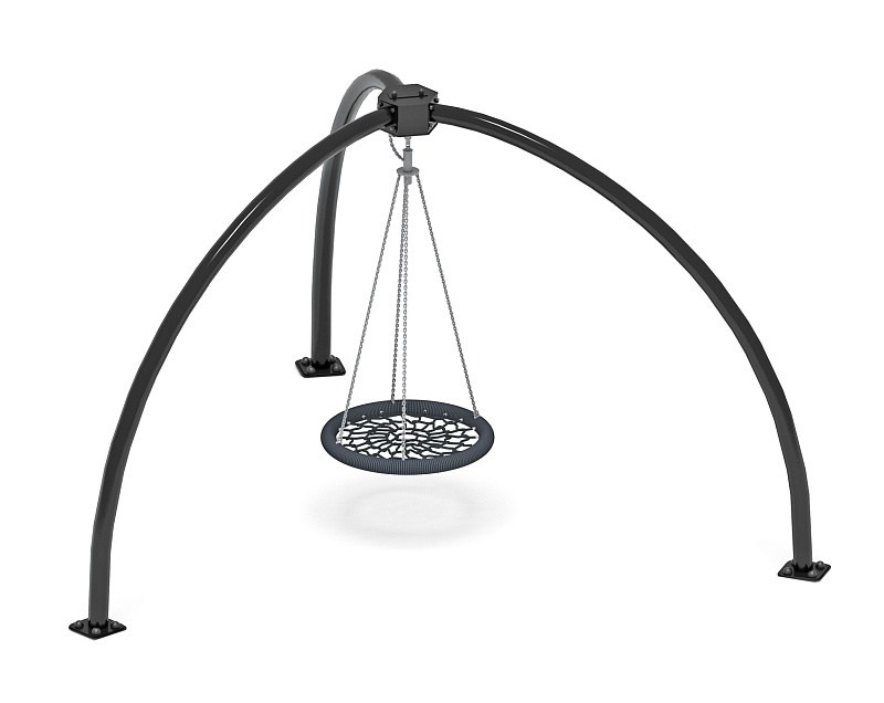 Качели-гнездо М1 (паук) (черный) ИО 11.М.09.01-02 Габариты (ШхДхВ): диаметр 4900х2600 Зона безопасности, мм: 7800х7800 Возрастные ограничения от 3 лет