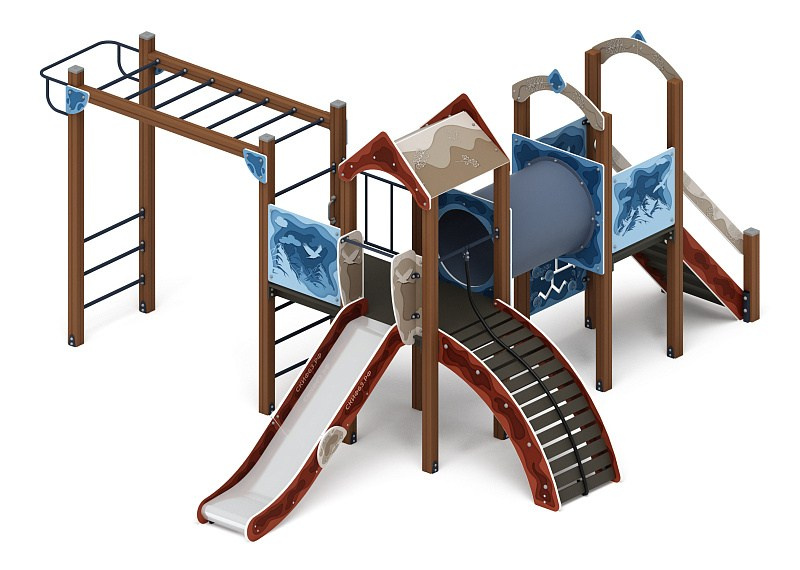 Рада (Алтай) - ДИК 2.01.2.08-24 - Игровой комплекс H=1200                                                                                                                  Габариты (ШхДхВ): 6260x5730x3000                                                                                                                                                                       Зона безопасности, мм: 9760х8730                                                                                                                                                                 Скат горки: H=1200 (металлический скат)