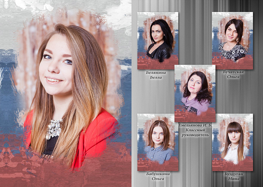 Разворот выпускного фотоальбома для Балашихинского колледжа.