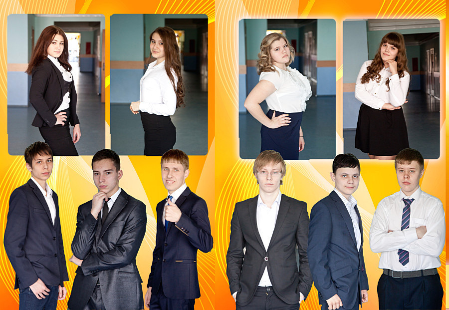 Пример разворота школьной фотокниги для выпускников старшей  школы.