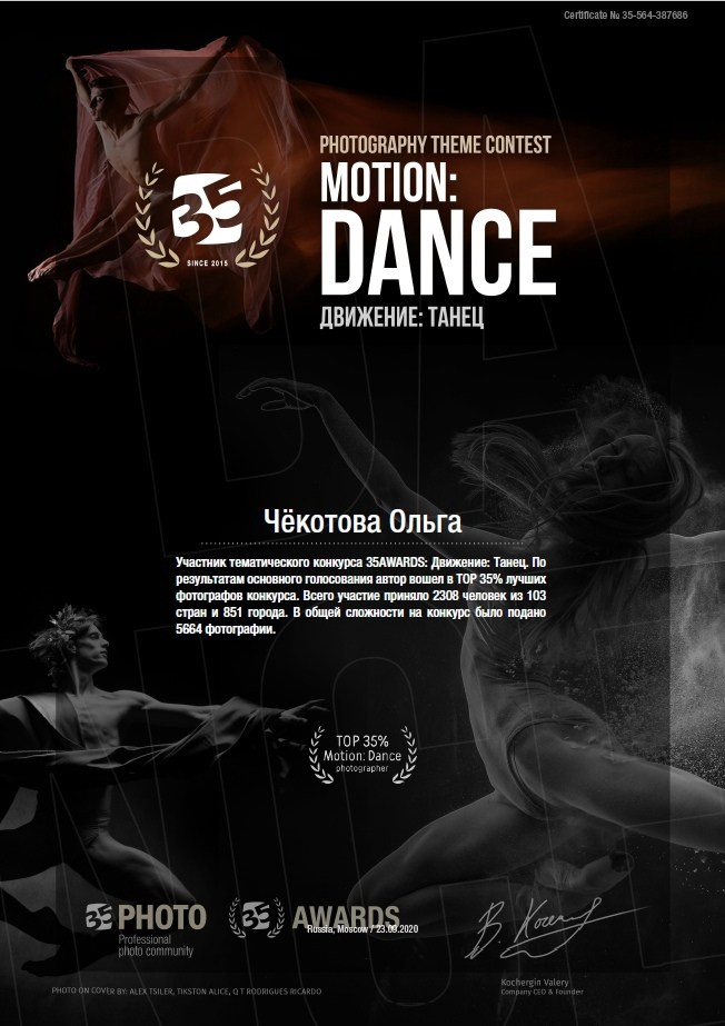 Конкурсы и грамоты. Ольга Чёкотова (Фотограф Кострома)