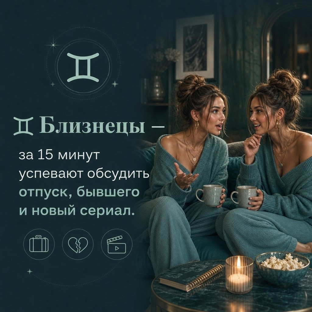 Близнецы разговаривают за чашкой кофе — иллюстрация для статьи о знаках зодиака и моментальном загаре BRONZA. Близнецы — за 15 минут успевают обсудить отпуск, бывшего и новый сериал. Лёгкая и ироничная иллюстрация о характере знака зодиака. Близнецы — даже 15 минут моментального загара превращают в маленькую встречу: успевают обсудить отпуск, отношения и новый сериал, пока оттенок становится ещё красивее.
