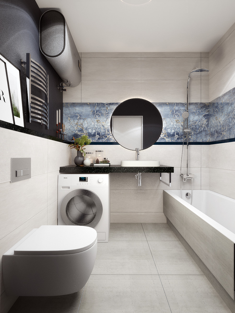 Интерьер маленькой ванной