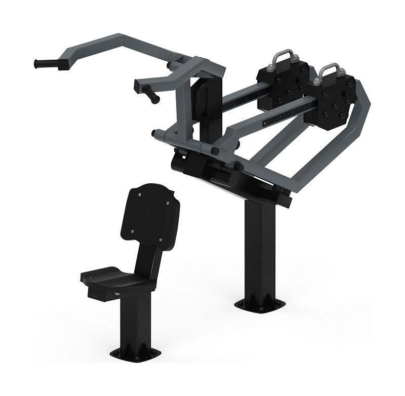 Тяга верхняя с переменной нагрузкой (серый) - Уличный тренажер - СТ 036-13 Габариты (ШхДхВ): 2010х860х1660 Зона безопасности, мм: 3220х2000 Оборудование предназначено для подростков в возрасте от 14 лет и взрослых, весом не более 100 кг.