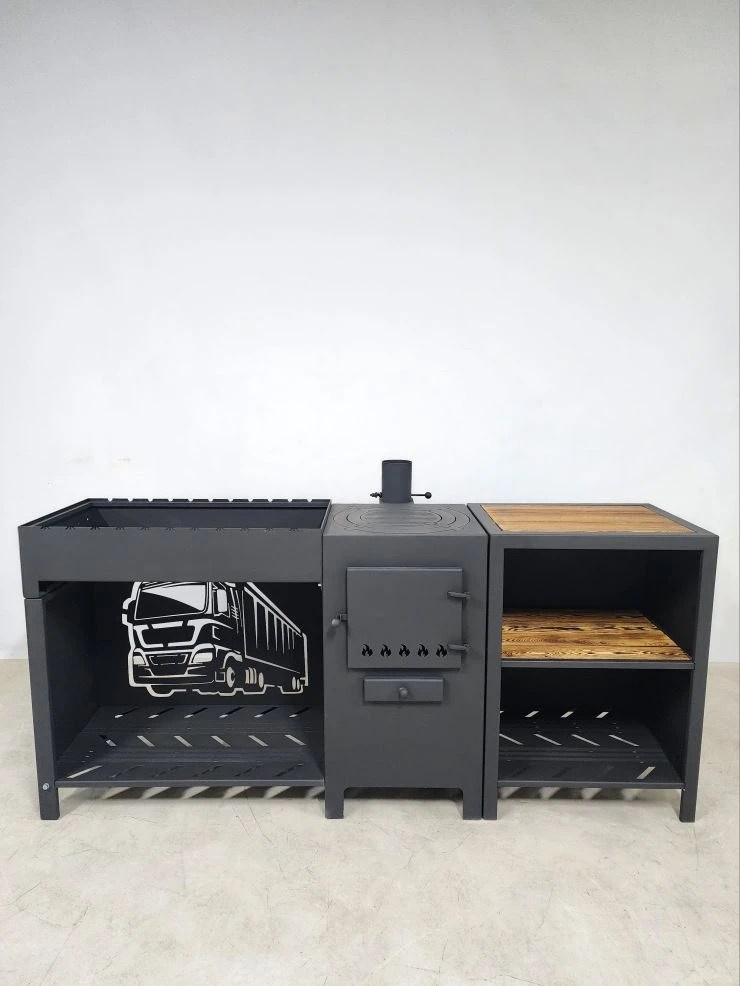 «ДЖЕТА» с печью под казан и смокер с реверсным движением жара. Купить / заказать мангал для дома в Краснодаре от производителя «Дарбин»