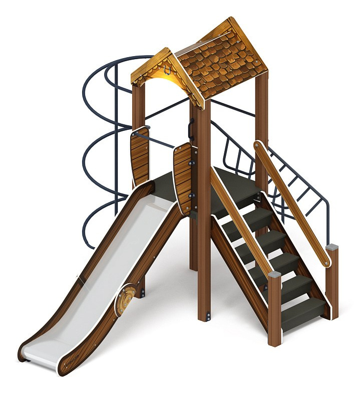 Играйте с нами (ЭКО) - ДИК 2.01.1.04-02 - Игровой комплекс H=1200                                                                                       Габариты (ШхДхВ): 4260x2970x3000                                                                                                                                                                     Зона безопасности, мм:  7760х5970                                                                                                                                                                        Скат горки: H=1200 (металлический скат)                                                                                                                                           Возрастные ограничения от 5 до 12 лет