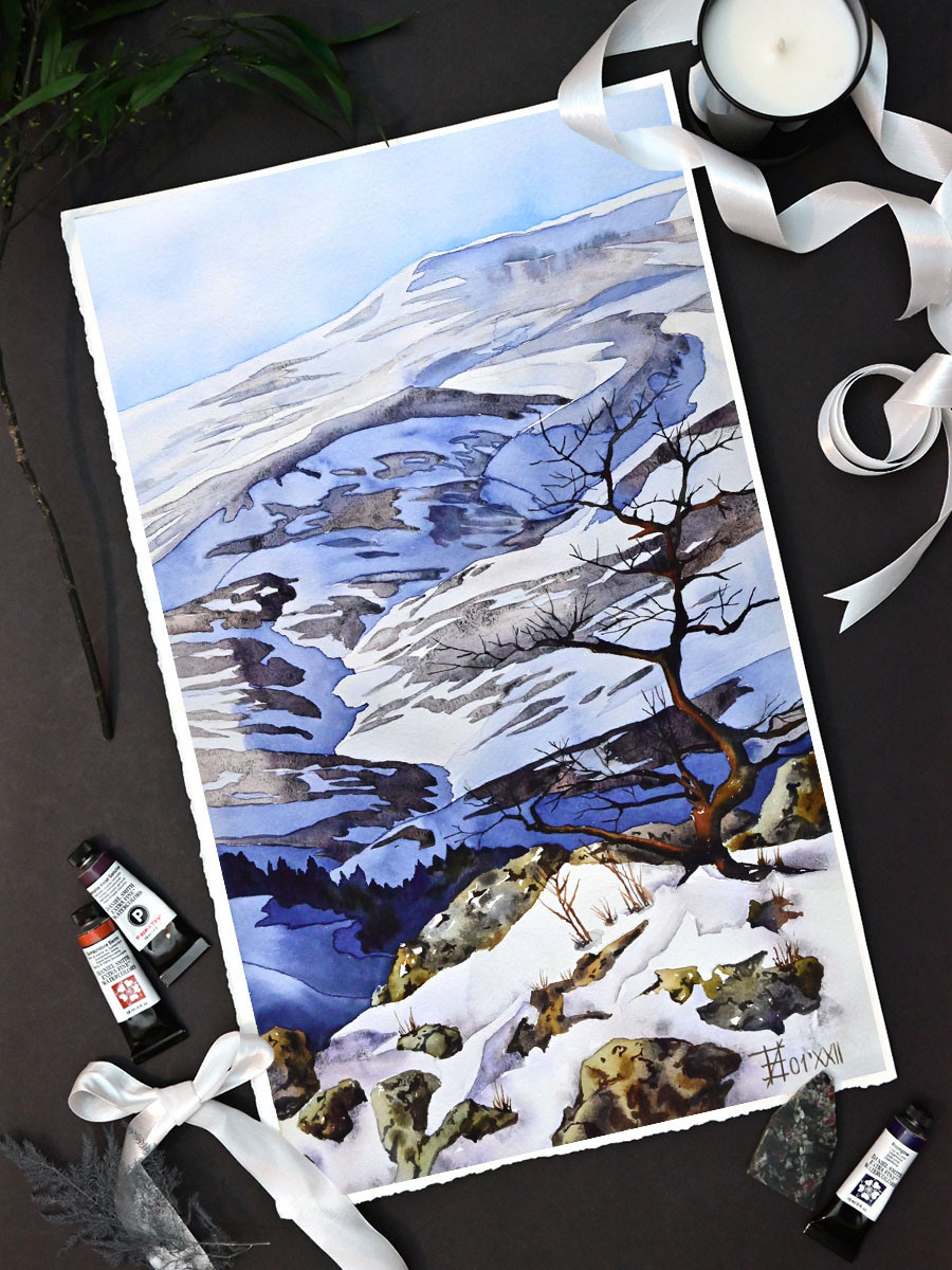 Плато Лаго-Наки, Адыгея. ФотоКисточка. Акварель. Арт-галерея картин Анастасии Дерий