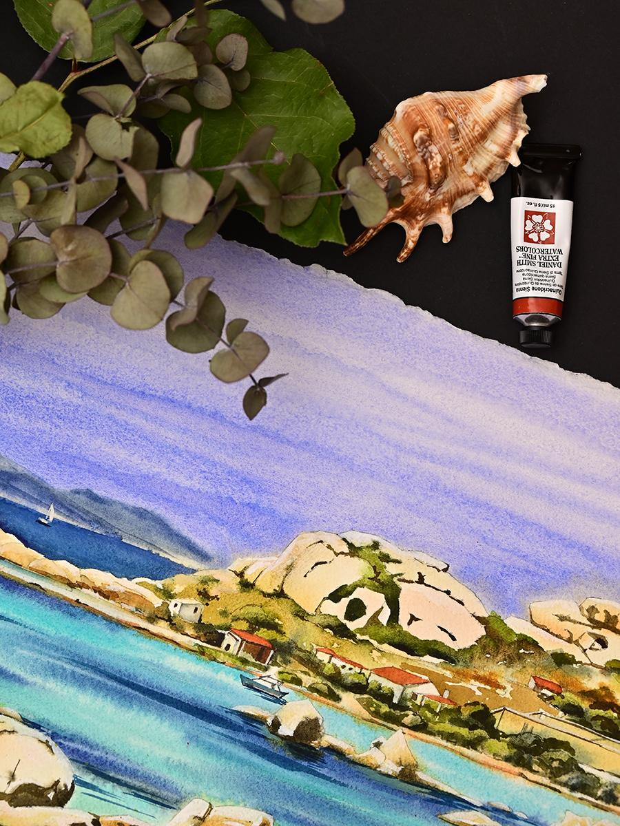 Солнечная Сардиния. ФотоКисточка. Акварель. Арт-галерея картин Анастасии Дерий