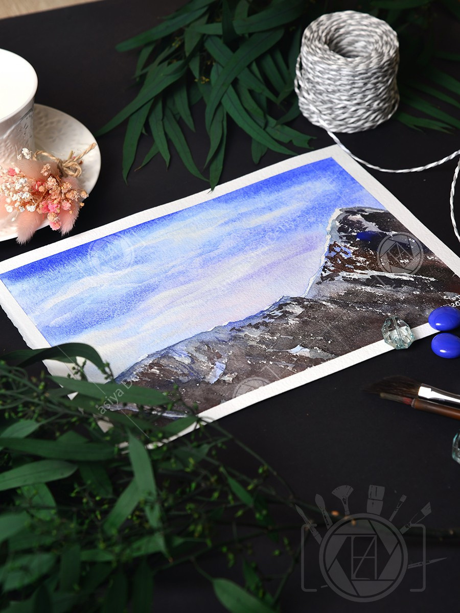 Вьюга в горах. ФотоКисточка. Акварель. Арт-галерея картин Анастасии Дерий